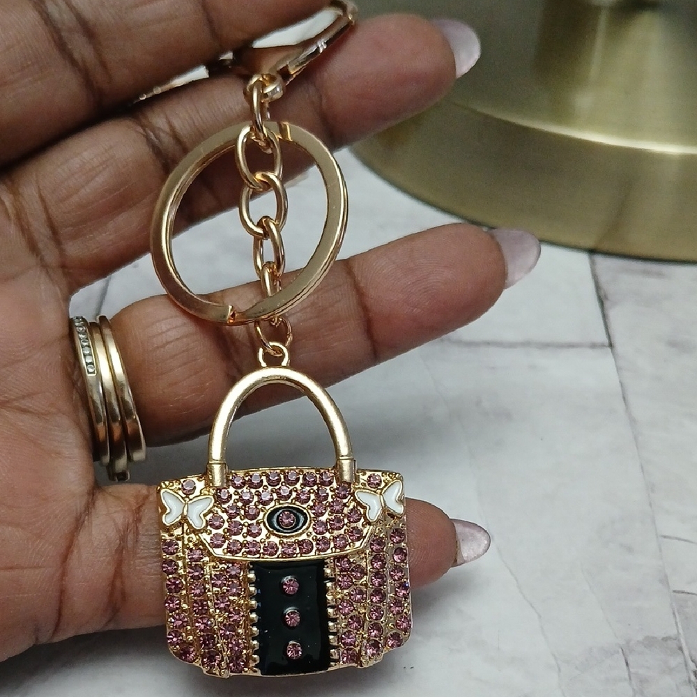 Pink and Gold Handbag Keychain